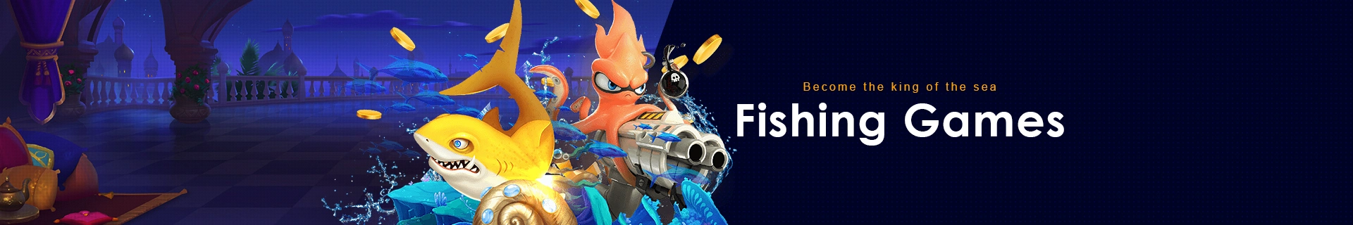 FILL777 fishing game interface with ocean-themed design